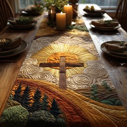 Christian Cross Light Table Runner - Made to Order TABLE928