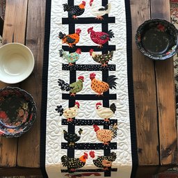 Chickens on a Black Fence Table Runner - Made to Order TABLE928