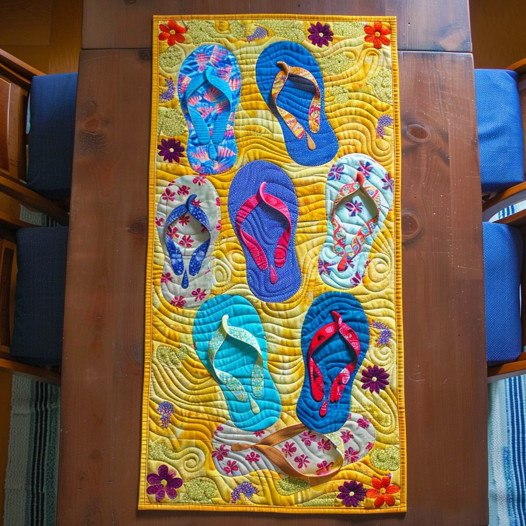 Cheerful Flip Flop Trail Table Runner - Made to Order TABLE928