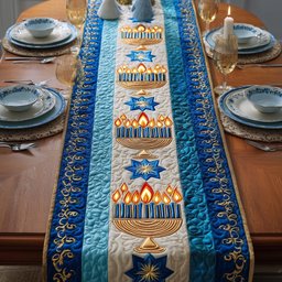 Ceremonial Menorah Table Runner - Made to Order TABLE928