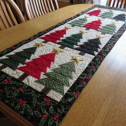 Christmas Trees in Red and Green Table Runner - Made to Order TABLE928