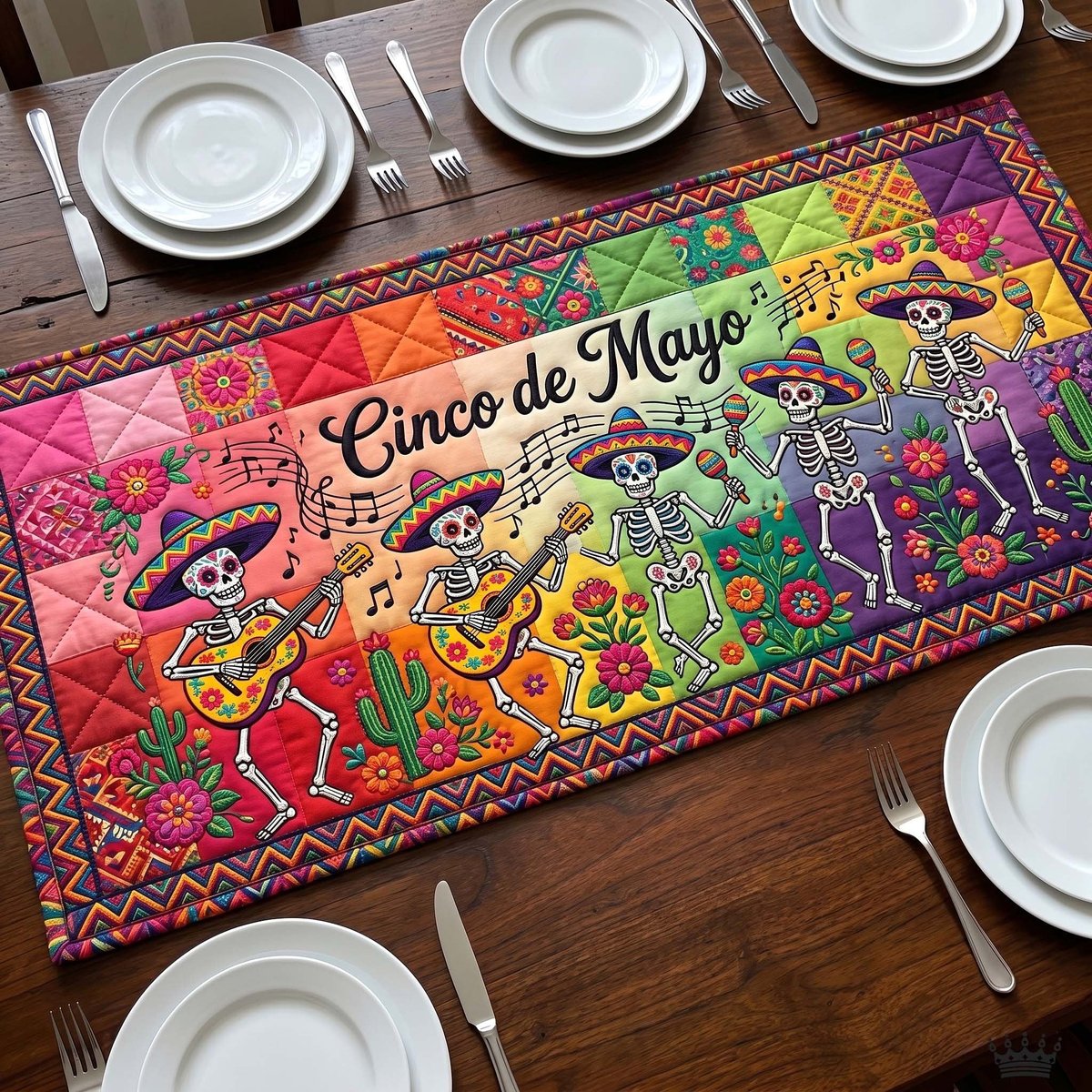 Cinco de Mayo Skeleton Musicians Table Runner - Made to Order TABLE928
