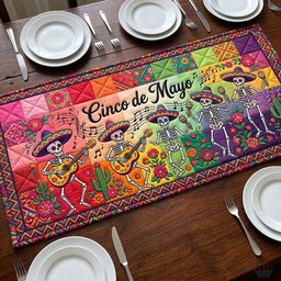 Cinco de Mayo Skeleton Musicians Table Runner - Made to Order TABLE928