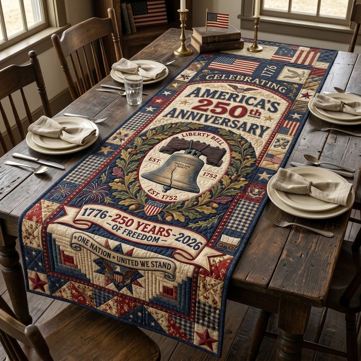 Celebrating Americas 250th Anniversary Bell Table Runner - Made to Order TABLE928