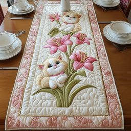 Cat Among Lilies Table Runner - Made to Order TABLE928