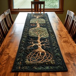 Celtic Tree of Life on Dark Green Table Runner - Made to Order TABLE928