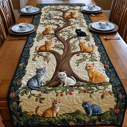 Cats Around a Tree of Life Table Runner - Made to Order TABLE928