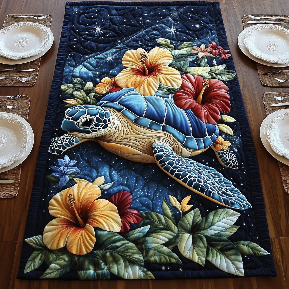 Celestial Bloom Turtle Table Runner - Made to Order TABLE928