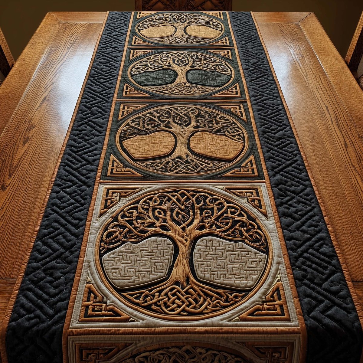 Celtic Tree of Life on Black Table Runner - Made to Order TABLE928