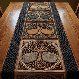 Celtic Tree of Life on Black Table Runner - Made to Order TABLE928