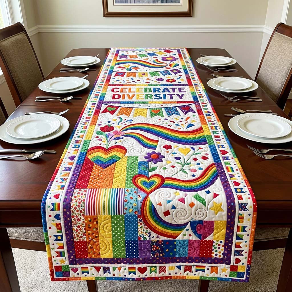 Celebrate Rainbow Table Runner - Made to Order TABLE928