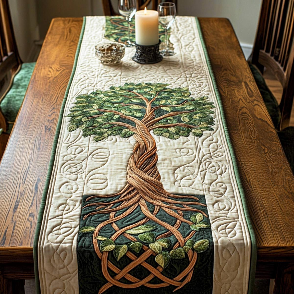 Celtic Tree of Life on Cream Table Runner - Made to Order TABLE928