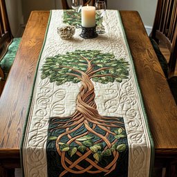 Celtic Tree of Life on Cream Table Runner - Made to Order TABLE928