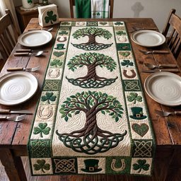 Celtic Tree of Life in Green Table Runner - Made to Order TABLE928