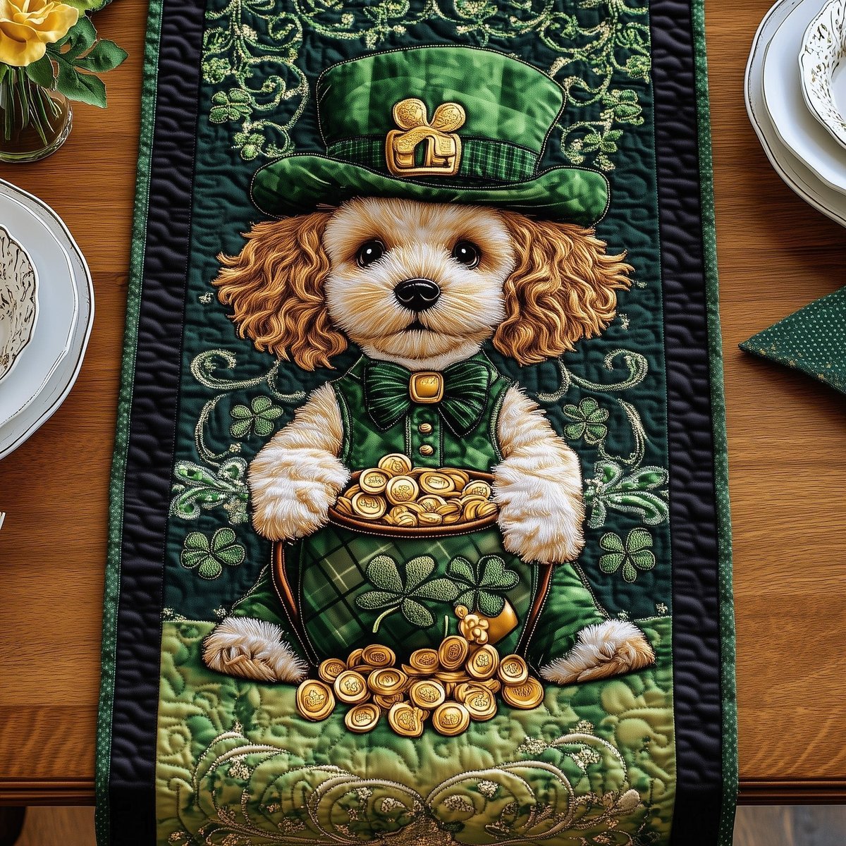 Celtic Lucky Puppy Table Runner - Made to Order TABLE928
