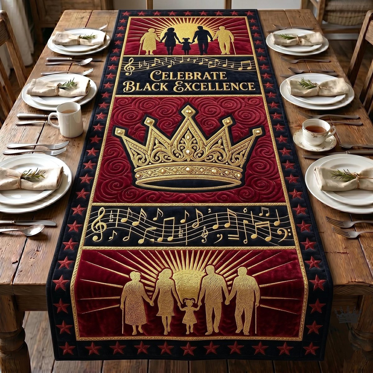 Celebrate Black Excellence with Crown Table Runner - Made to Order TABLE928