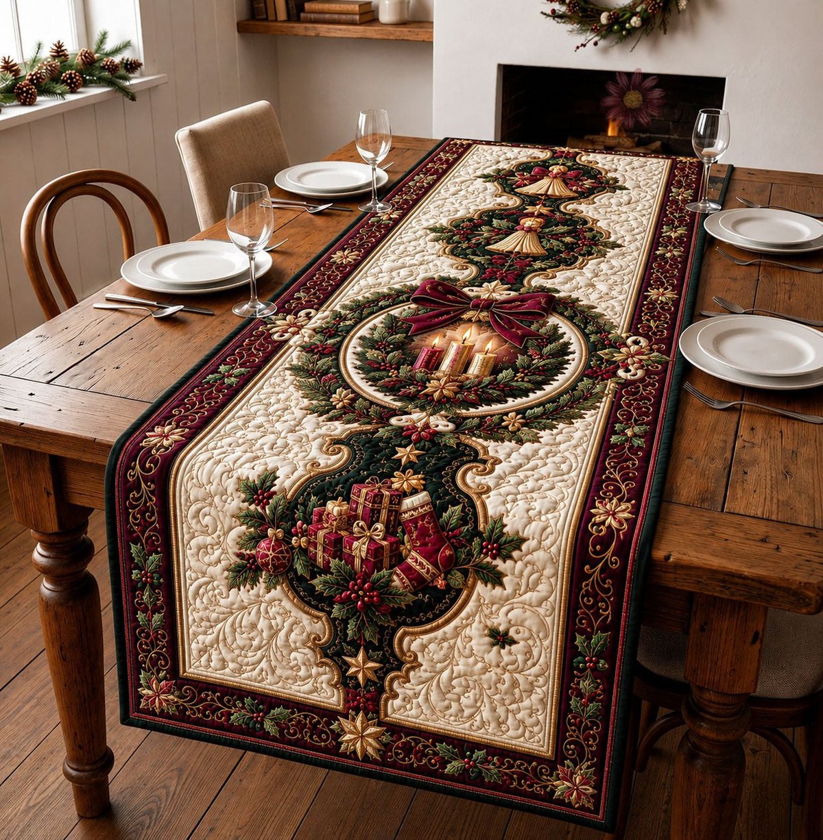 Candlelight Holiday Table Runner - Made to Order TABLE928