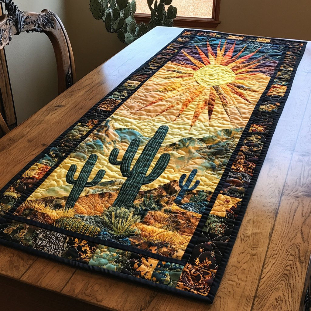 Cactus Against Golden Sunset Table Runner - Made to Order TABLE928