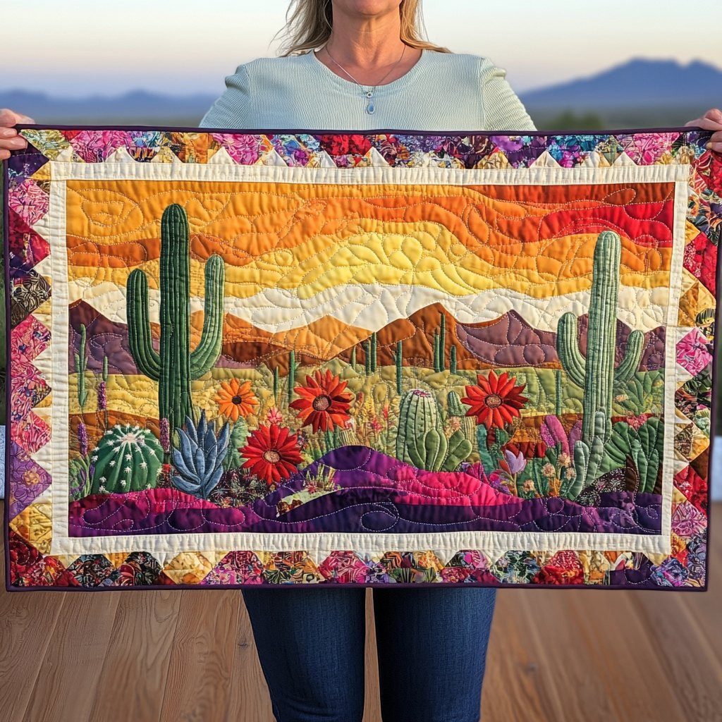 Cactus Desert with Purple Mountains Table Runner - Made to Order TABLE928