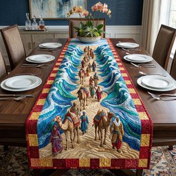 Camel Caravan with Red Border Table Runner - Made to Order TABLE928