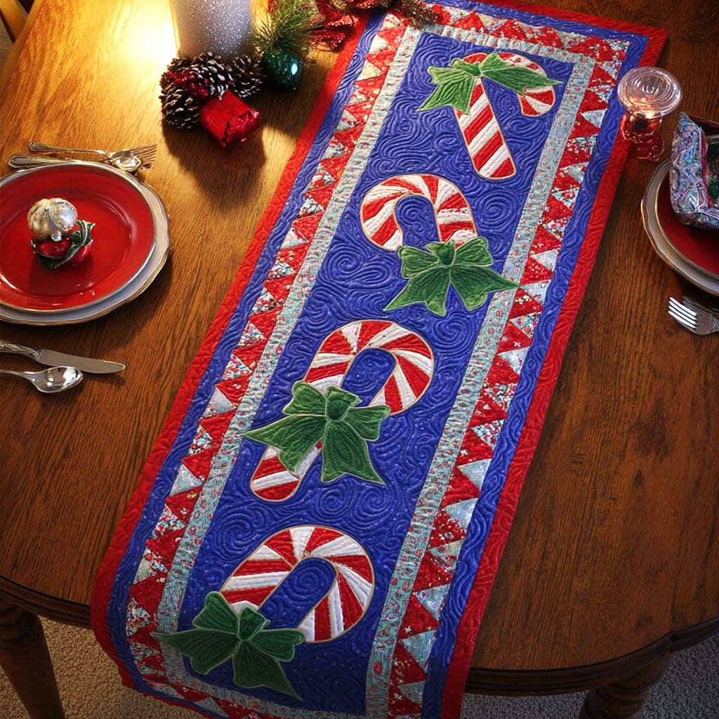 Candy Canes on Blue Table Runner - Made to Order TABLE928