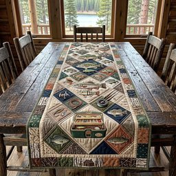 Camping Blocks with Camper Van Table Runner - Made to Order TABLE928
