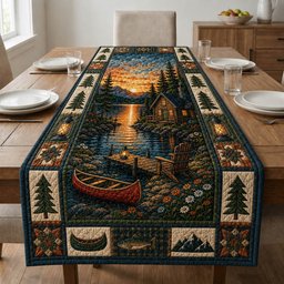 Canoe on Sunset Lake Table Runner - Made to Order TABLE928