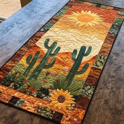 Cactus and Sunflower at Golden Sunset Table Runner - Made to Order TABLE928