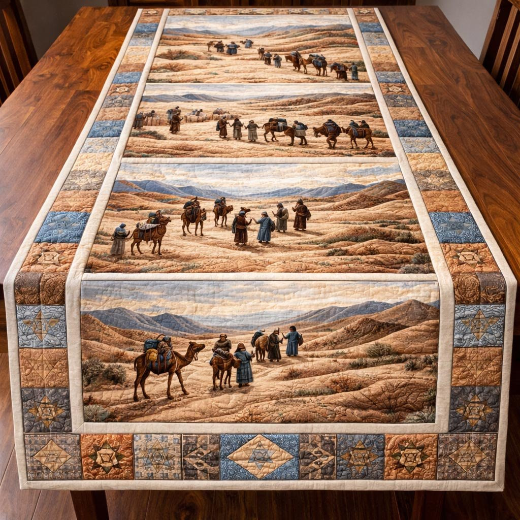 Camel Caravan Across Desert Hills Table Runner - Made to Order TABLE928