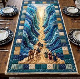 Camel Caravan on Sandy Path Table Runner - Made to Order TABLE928