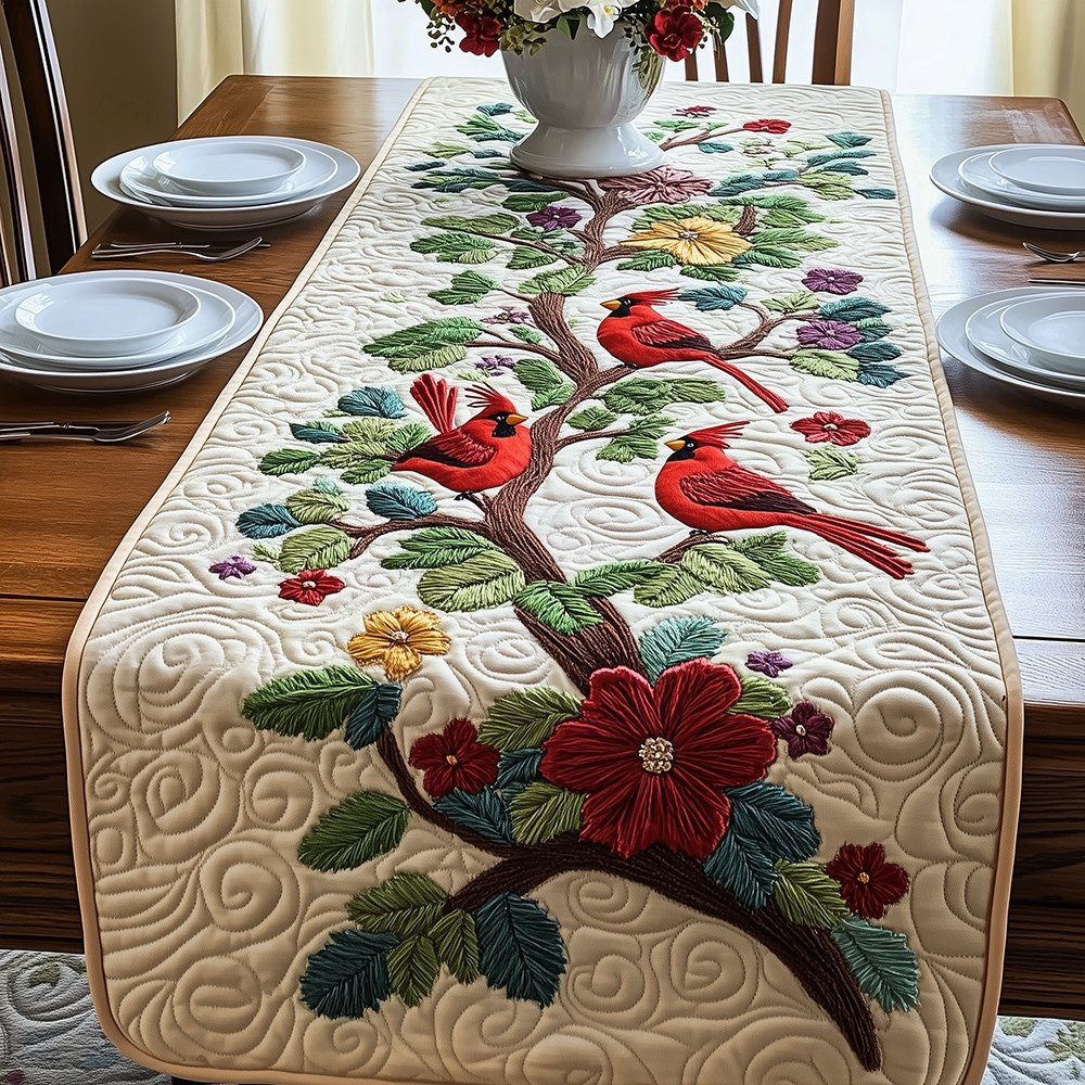 Cardinal Pair in the Berry Tree Table Runner - Made to Order TABLE928
