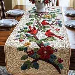 Cardinal Pair in the Berry Tree Table Runner - Made to Order TABLE928