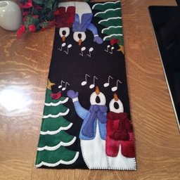 Carolers Beside Christmas Trees Table Runner - Made to Order TABLE928
