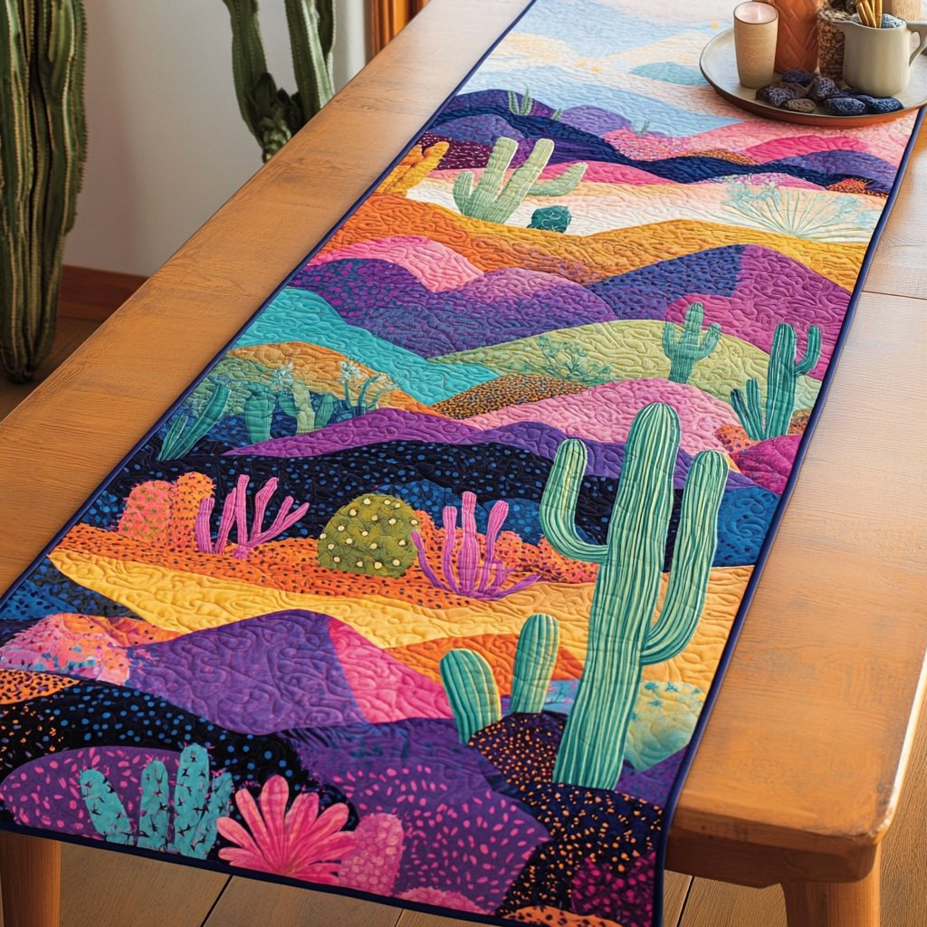 Bright Desert Hills in Purple and Teal Table Runner - Made to Order TABLE928