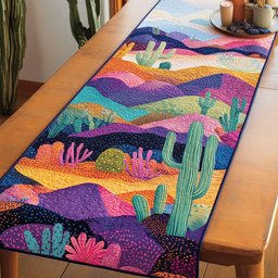Bright Desert Hills in Purple and Teal Table Runner - Made to Order TABLE928