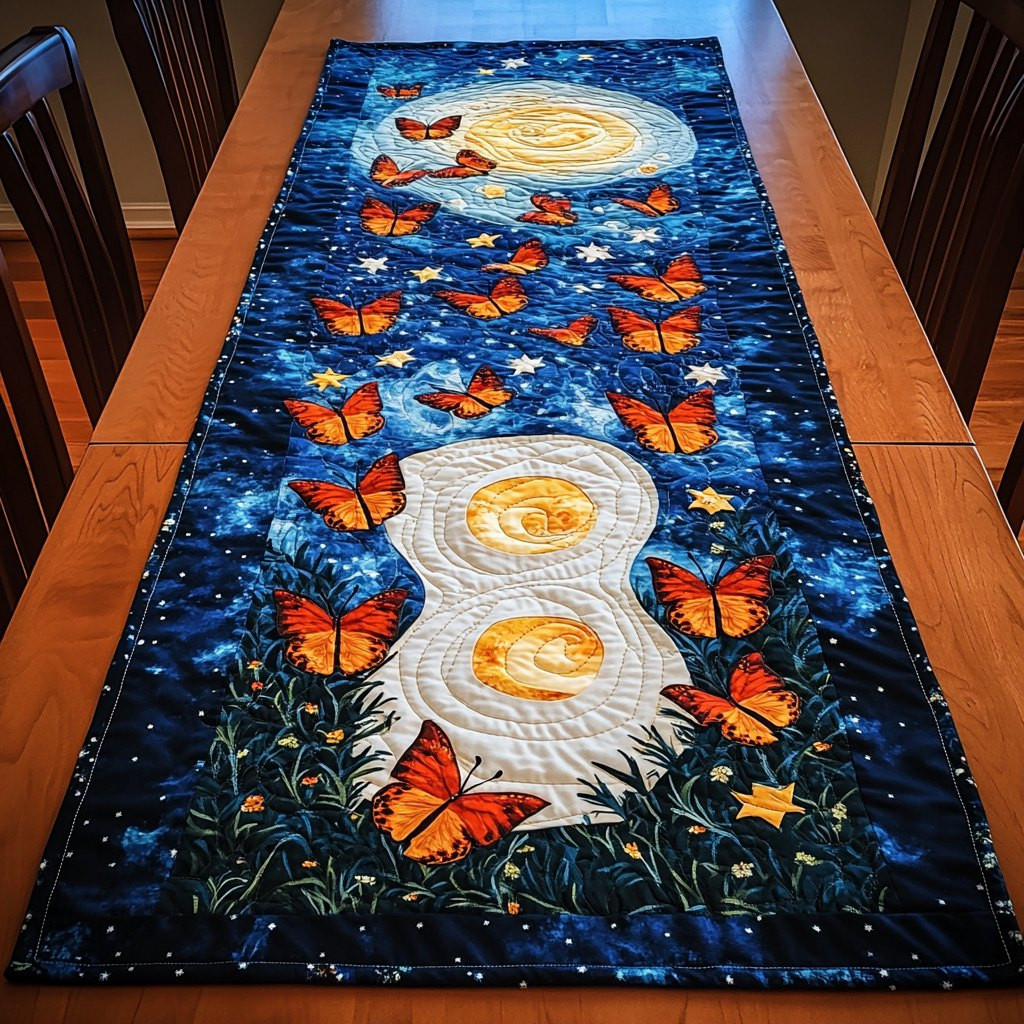 Butterflies and Lanterns on Navy Table Runner - Made to Order TABLE928
