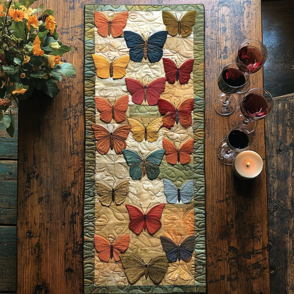 Butterfly Blocks in Warm Autumn Tones Table Runner - Made to Order TABLE928