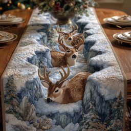 Bucks in a Snowy Landscape Table Runner - Made to Order TABLE928