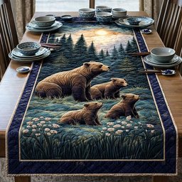 Brown Bears in a Meadow Table Runner - Made to Order TABLE928