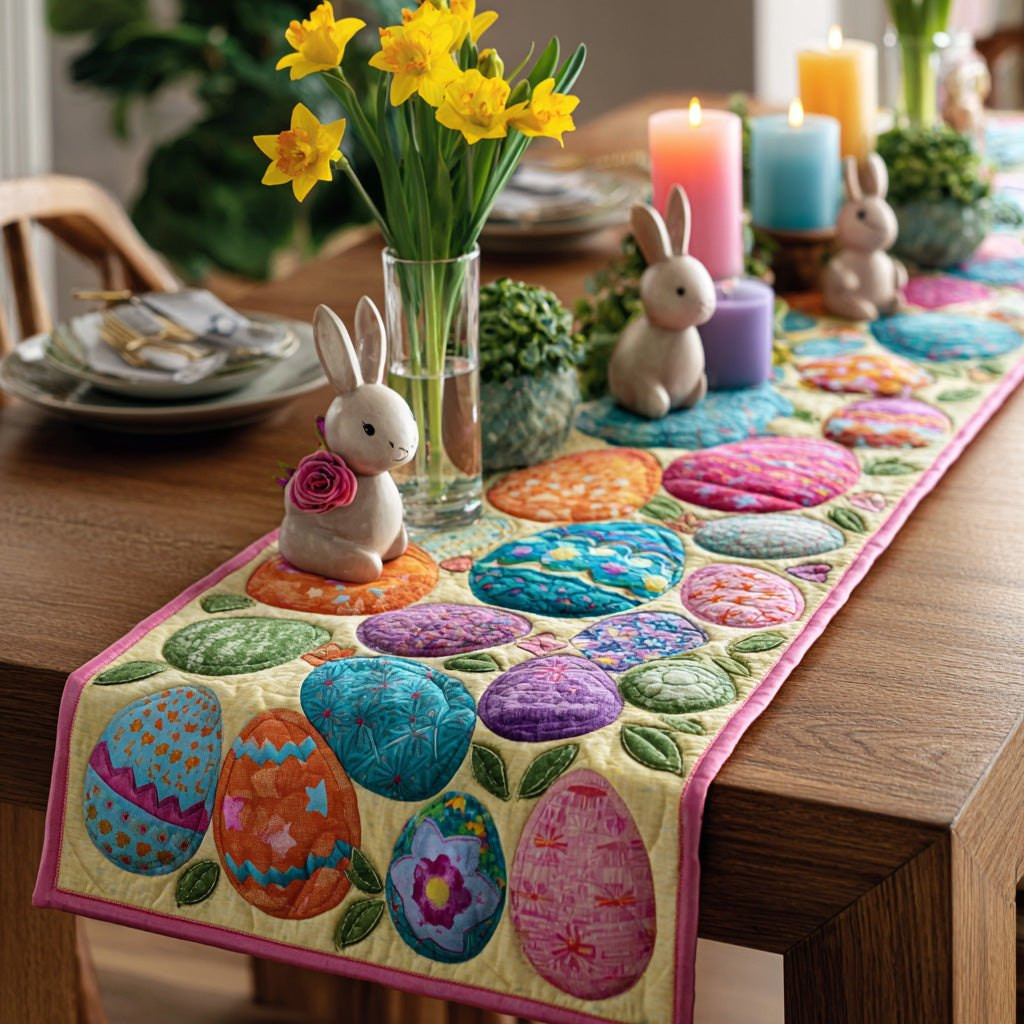 Bright Easter Eggs on Yellow Table Runner - Made to Order TABLE928