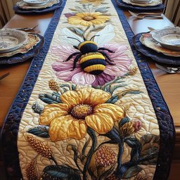 Bumblebee over Golden Sunflowers Table Runner - Made to Order TABLE928