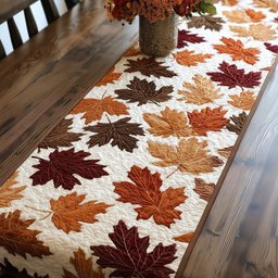 Brown and Amber Maple Leaves Table Runner - Made to Order TABLE928