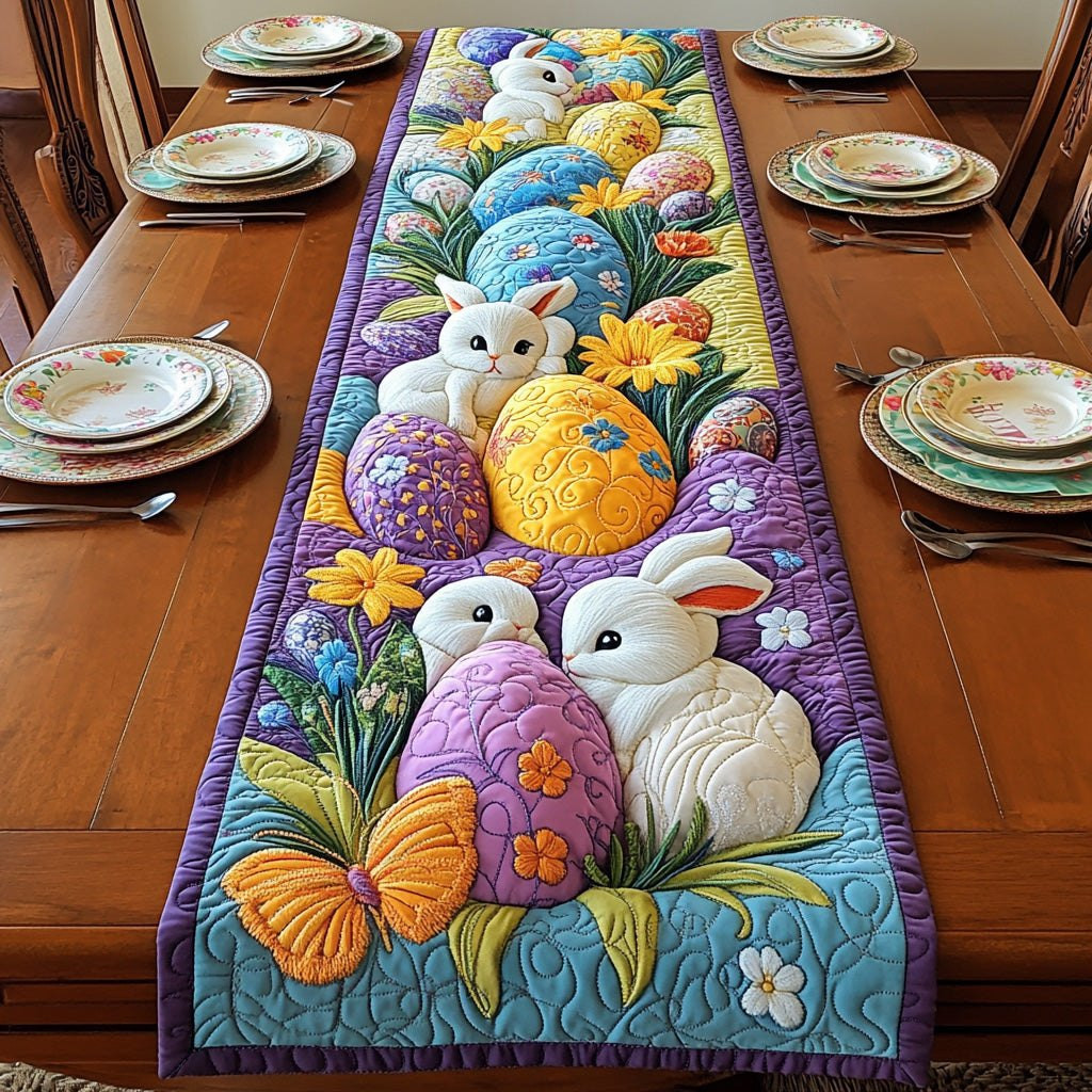 Bunnies with Butterfly and Easter Eggs Table Runner - Made to Order TABLE928