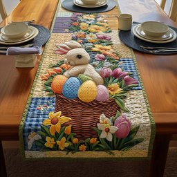 Bunny Behind a Basket of Eggs Table Runner - Made to Order TABLE928