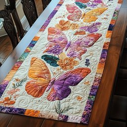 Butterflies on Cream Panel Table Runner - Made to Order TABLE928