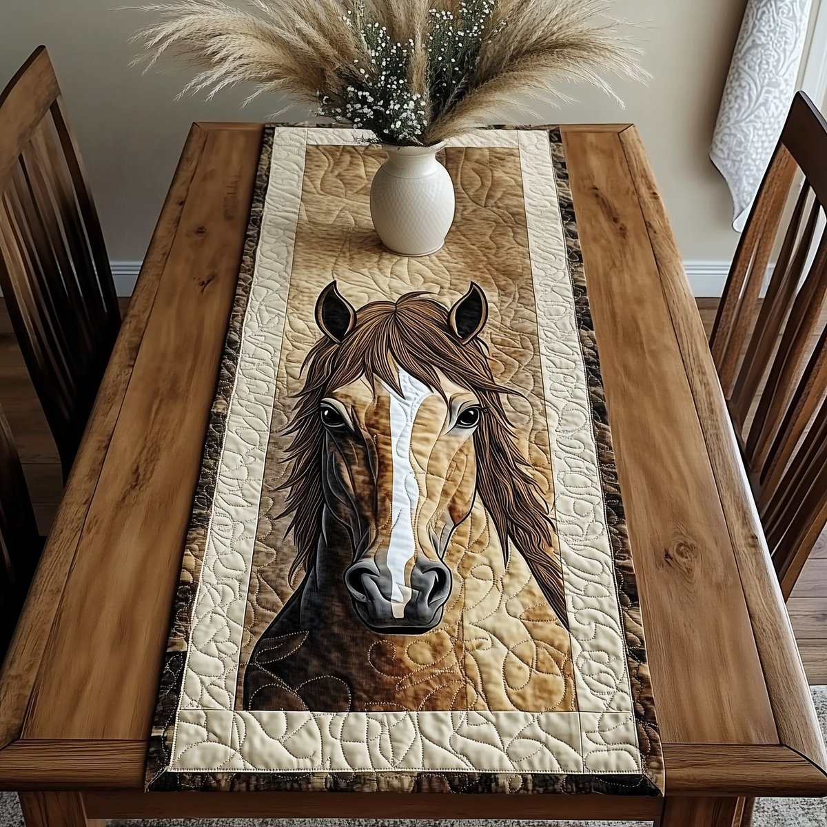 Brown Horse with White Blaze Table Runner - Made to Order TABLE928