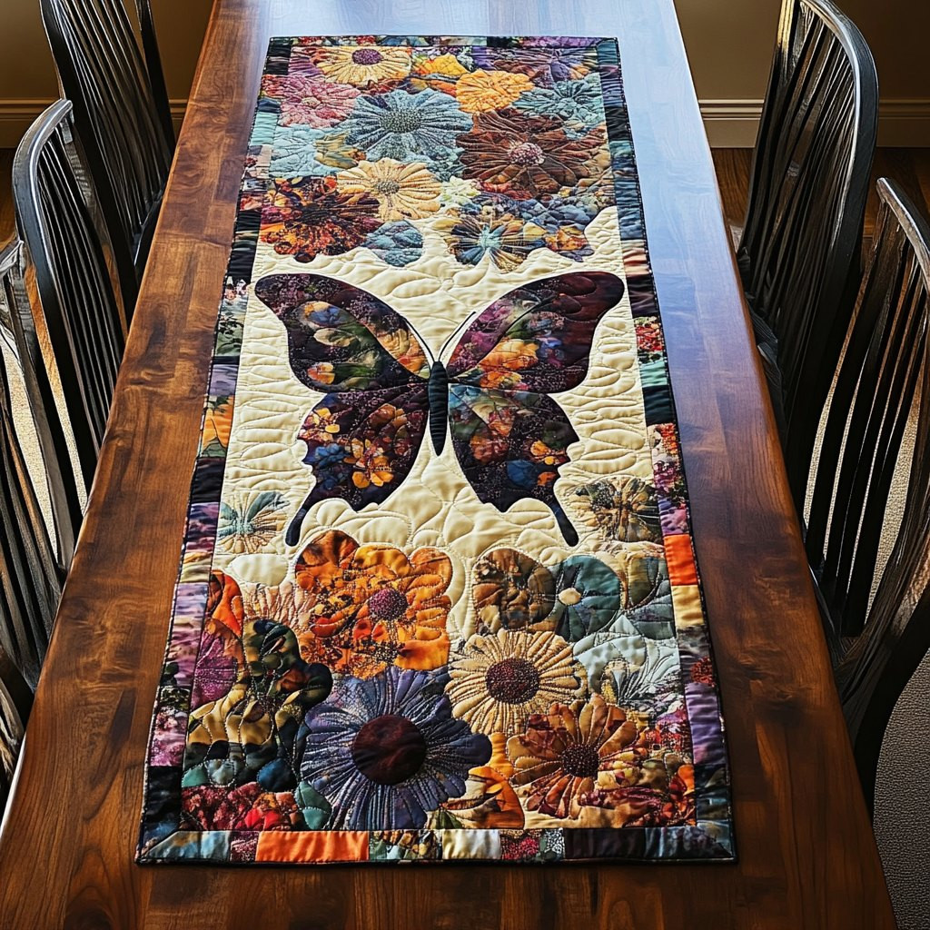 Butterfly with Autumn Sunflowers Table Runner - Made to Order TABLE928
