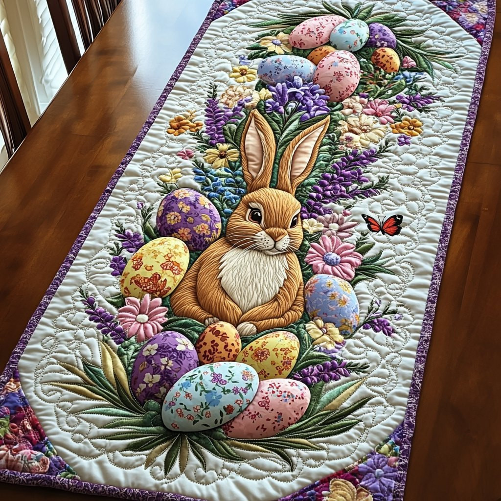 Brown Bunny with Easter Eggs Table Runner - Made to Order TABLE928