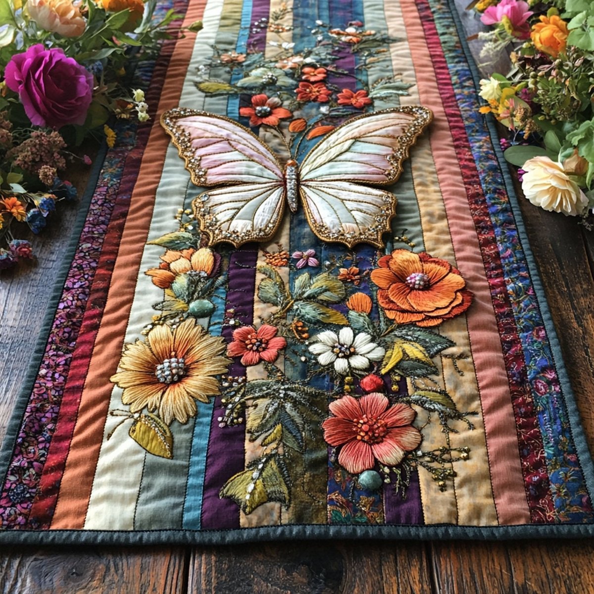 Butterfly Blossoms Table Runner - Made to Order TABLE928