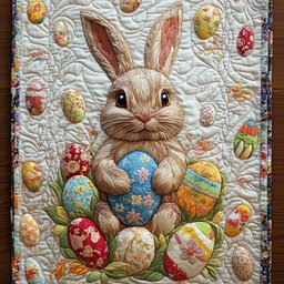 Brown Bunny with Decorated Eggs Table Runner - Made to Order TABLE928